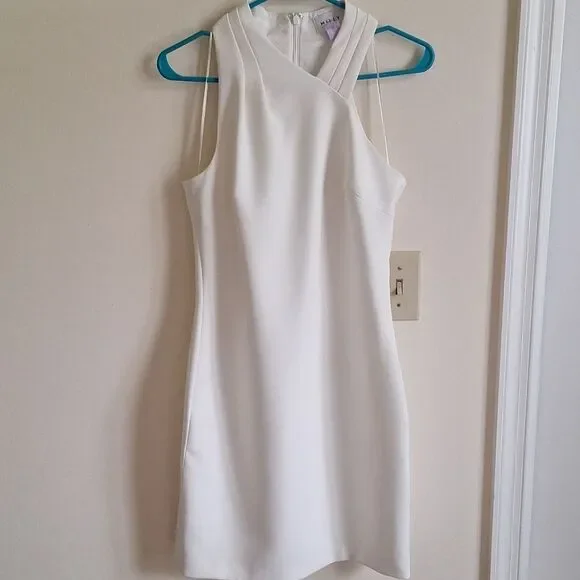 Milly White Italian Cady Asymmetric Halter Mini Dress - Size 2 - Picture 6 of 7